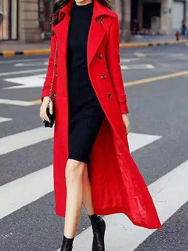 Women's Shawl Collar Long Coat with Button Front