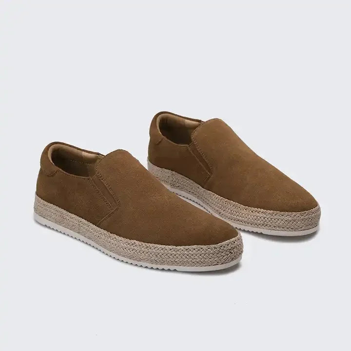 Women's suede espadrilles with woven jute sole