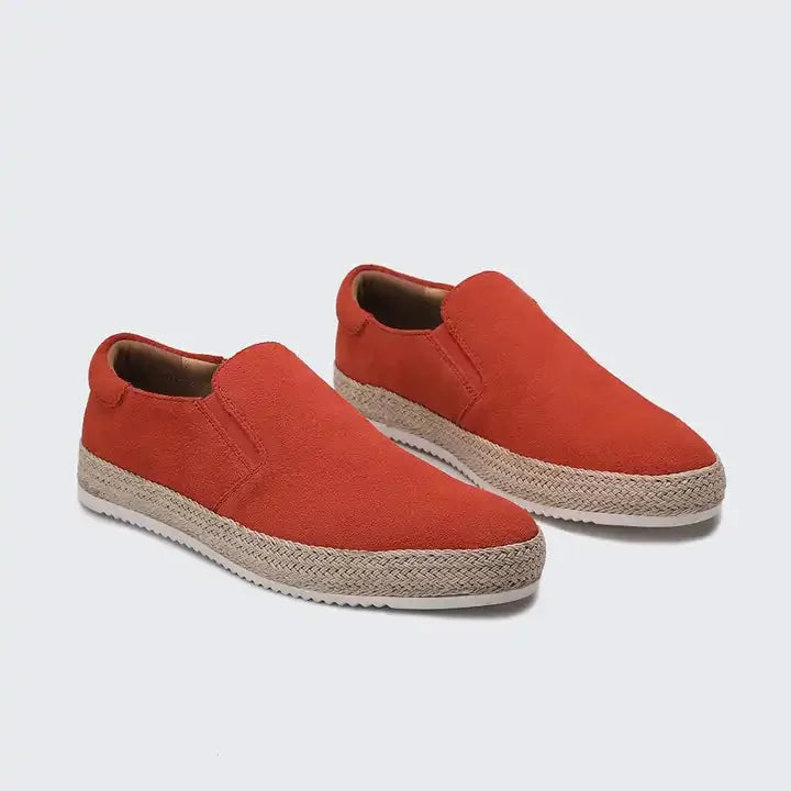 Women's suede espadrilles with woven jute sole