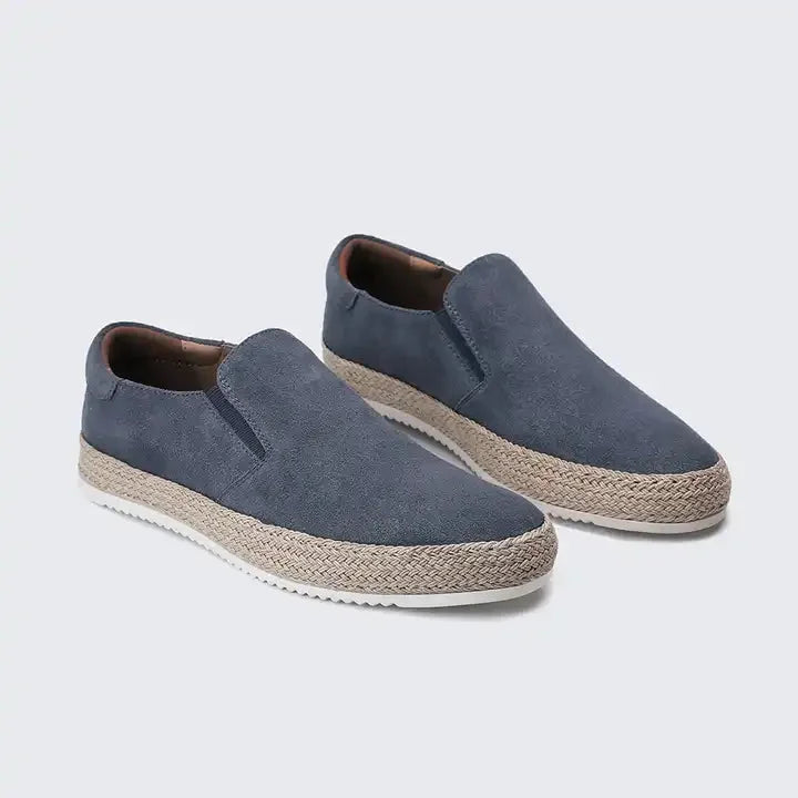 Women's suede espadrilles with woven jute sole