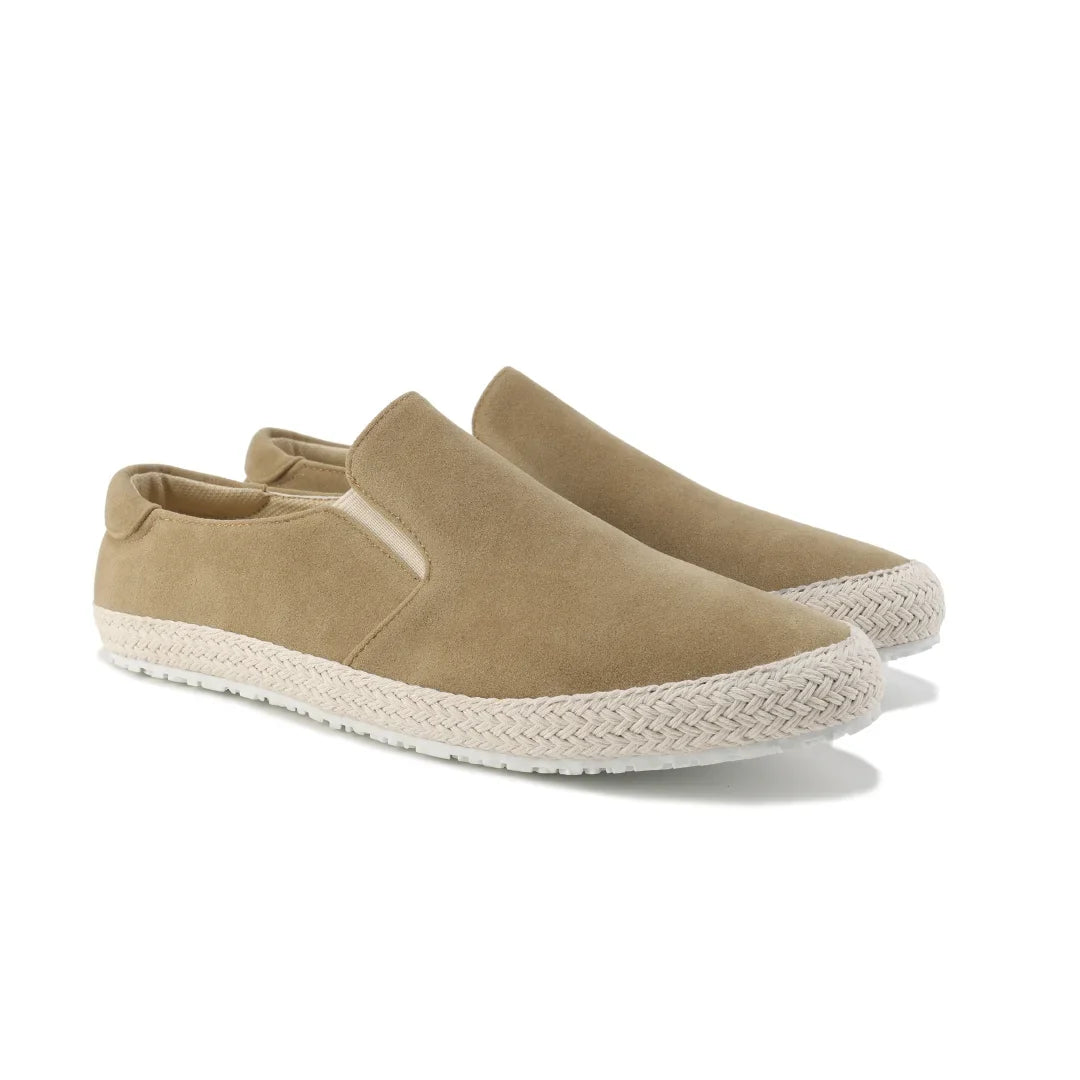Women's suede espadrilles with woven sole