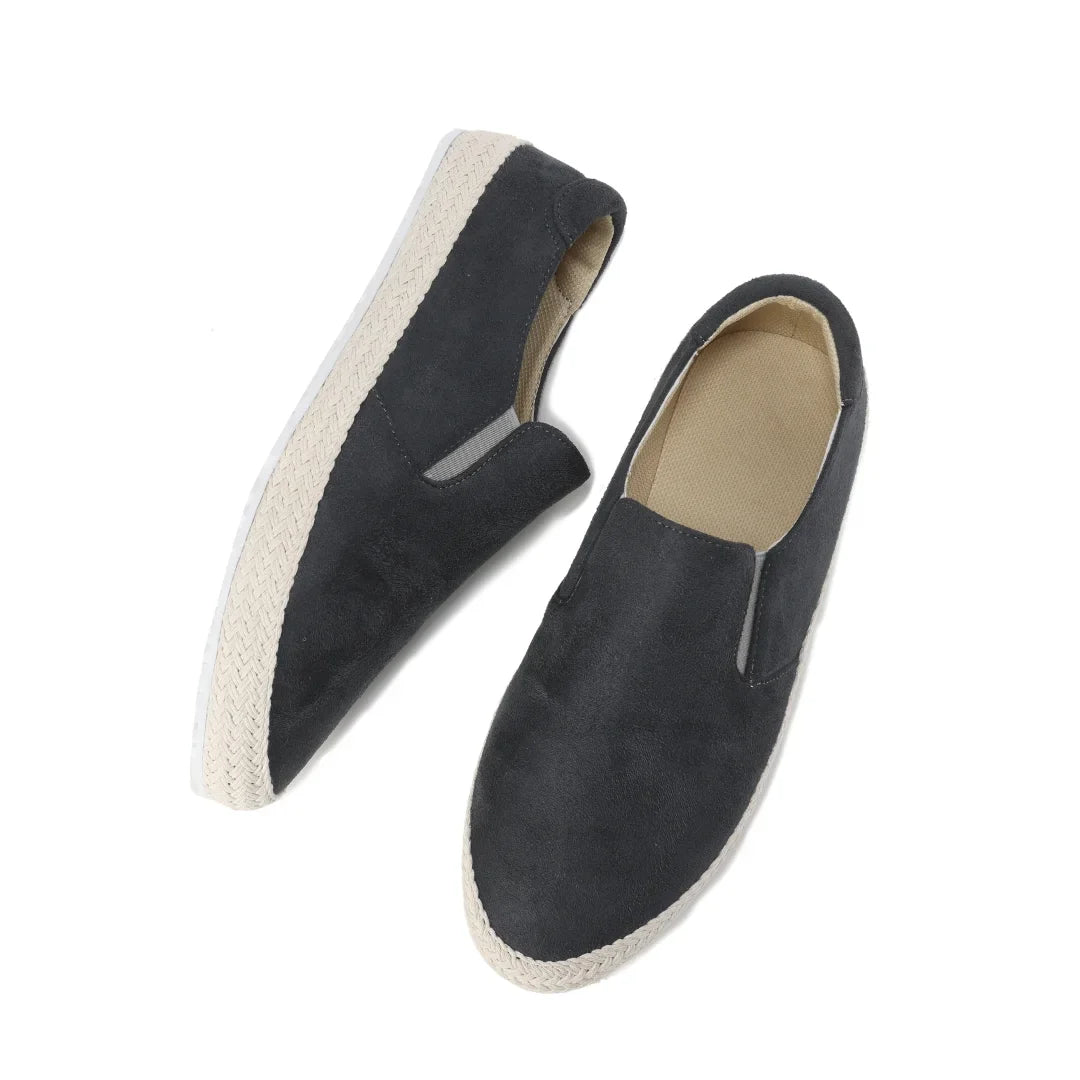 Women's suede espadrilles with woven sole