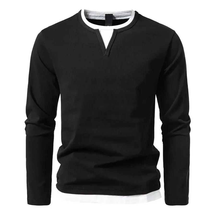 Men's Henley Sweater, Long Sleeves, Split Neckline