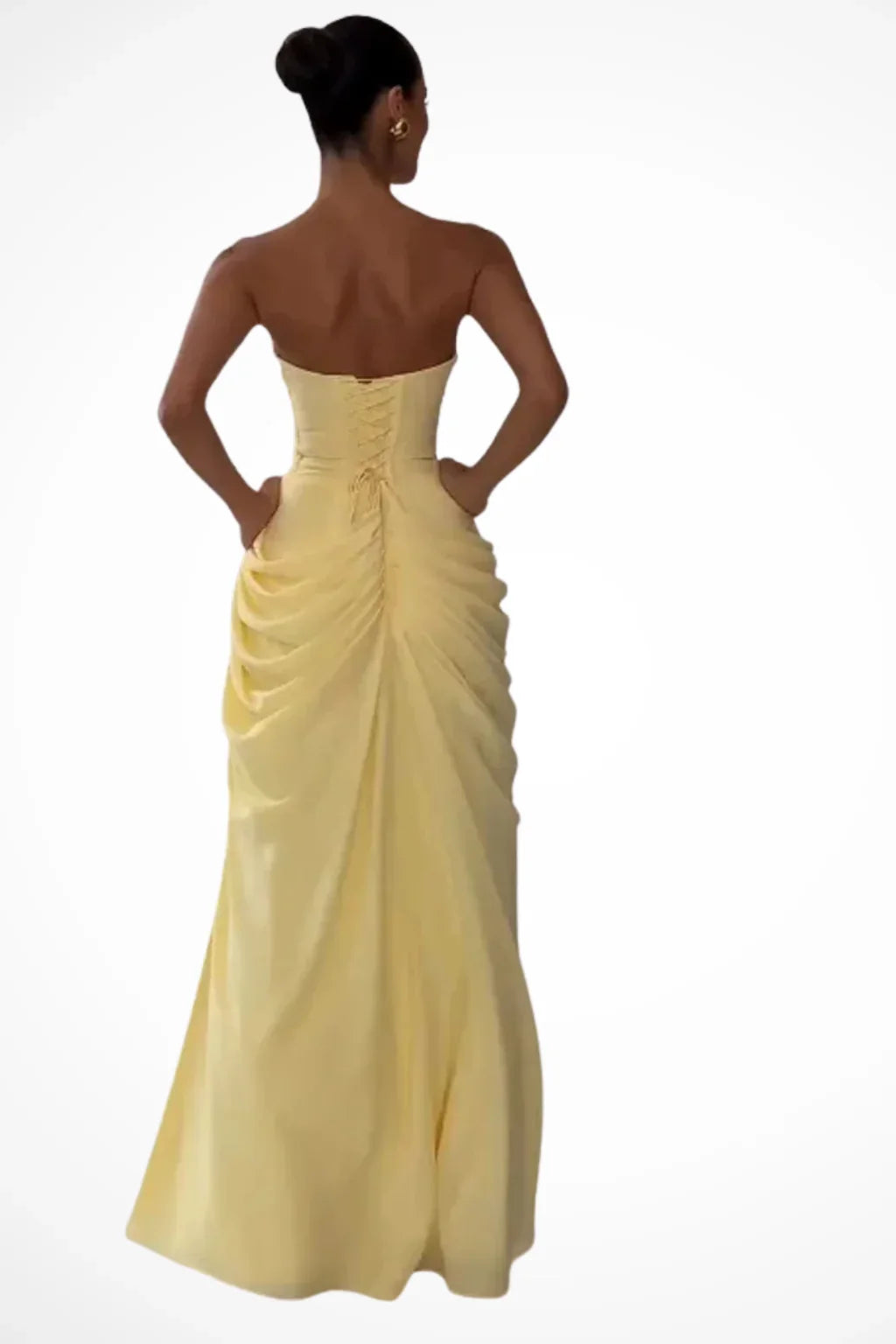 Tabitha | Strapless Ruched Formal Evening Maxi Dress with Thigh Slit
