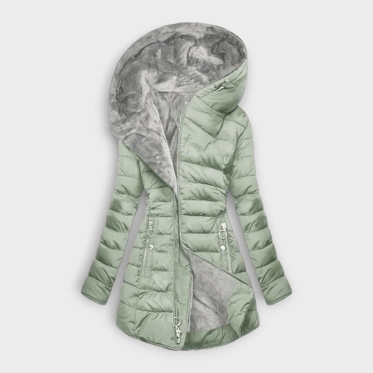 Thalassa | Hooded Long Puffer Jacket with Fleece Lining for Women