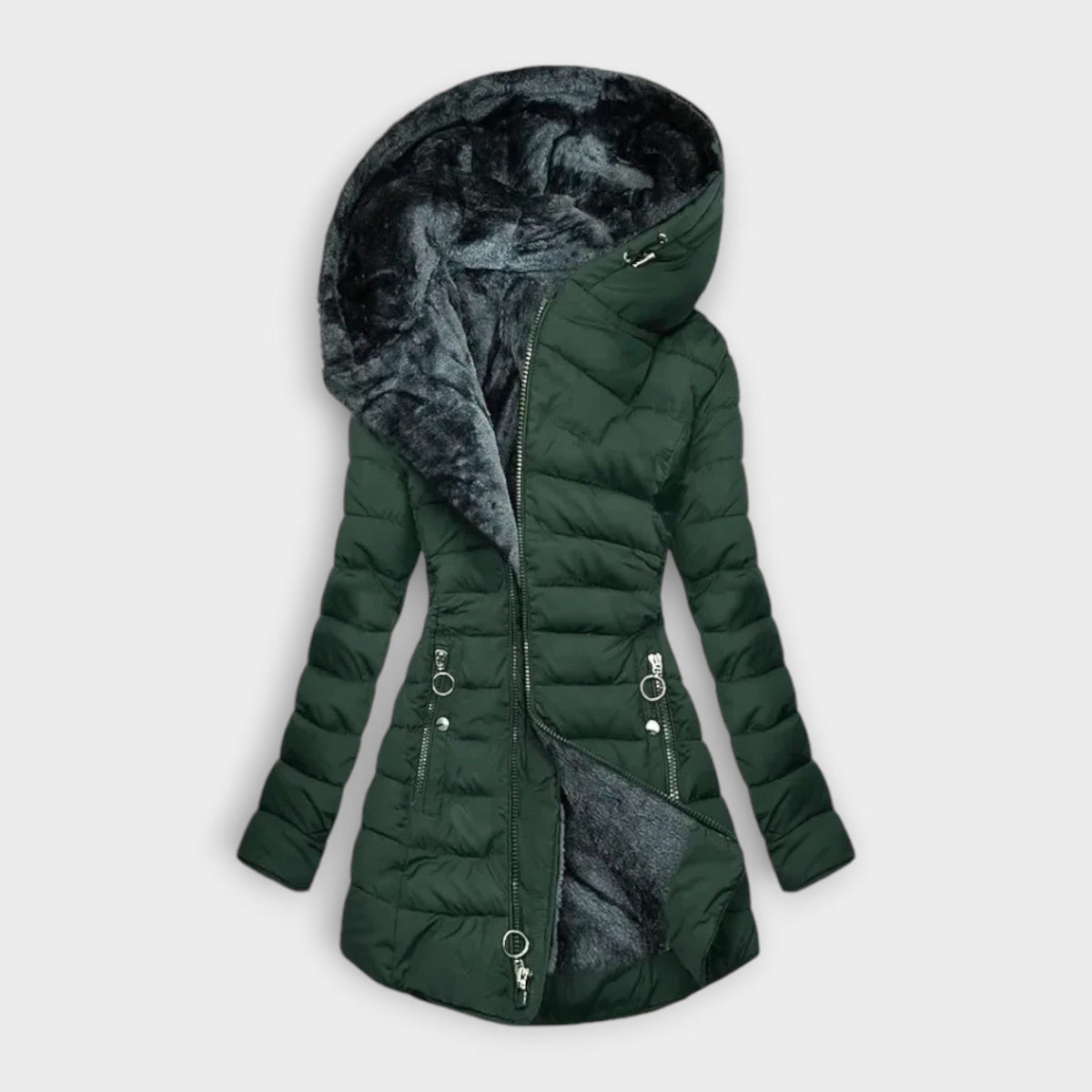 Thalassa | Hooded Long Puffer Jacket with Fleece Lining for Women