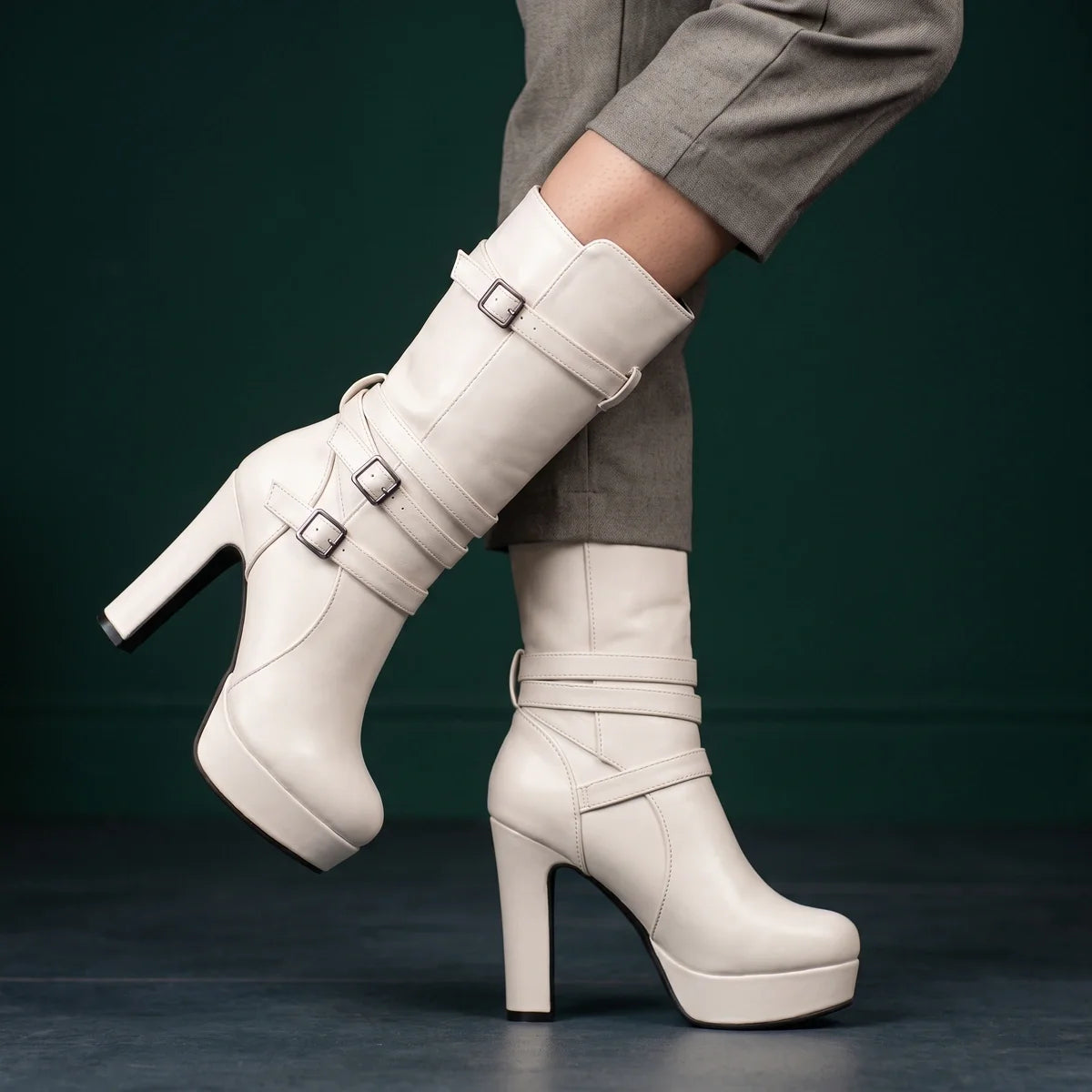 Thalia Buckle Strap Platform Boots