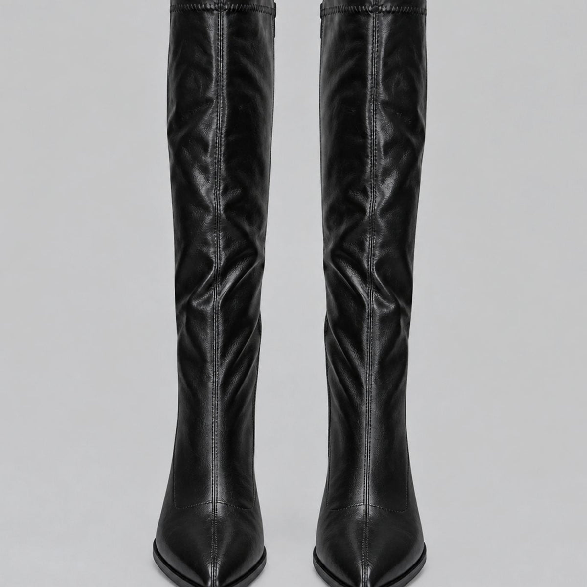 Theodora - Women's Pointed-Toe Knee-High Boots with Block Heel