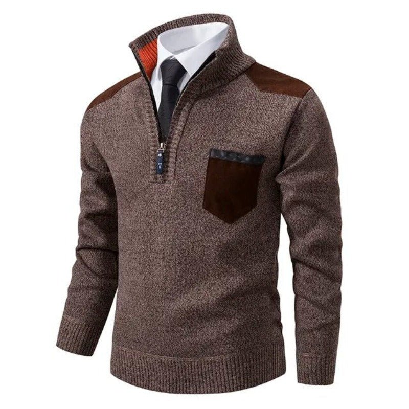 Tiesto | Mens Pullover Sweater with Collar and Chest Pocket | Comfortable Fit | Beige, Navy and More Sizes M-4XL