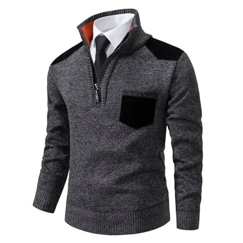 Tiesto | Mens Pullover Sweater with Collar and Chest Pocket | Comfortable Fit | Beige, Navy and More Sizes M-4XL