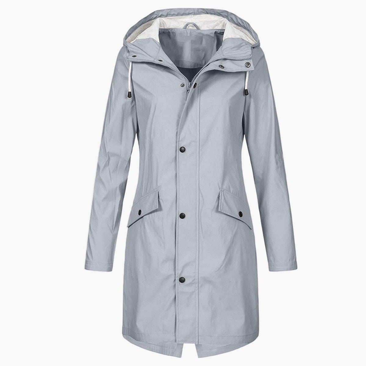 Tilly | Hooded Long Raincoat with Welt Pockets for Women