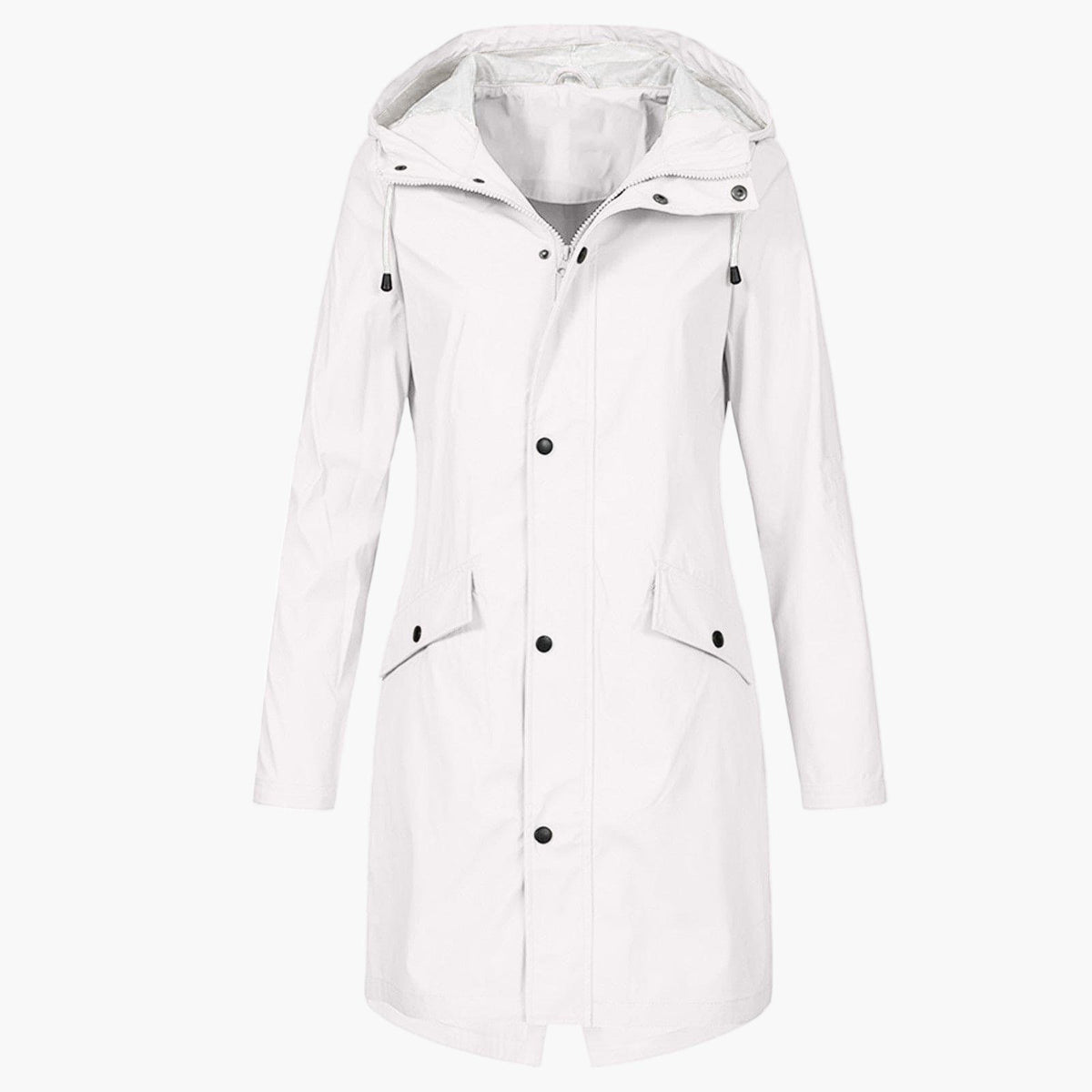 Tilly | Hooded Long Raincoat with Welt Pockets for Women