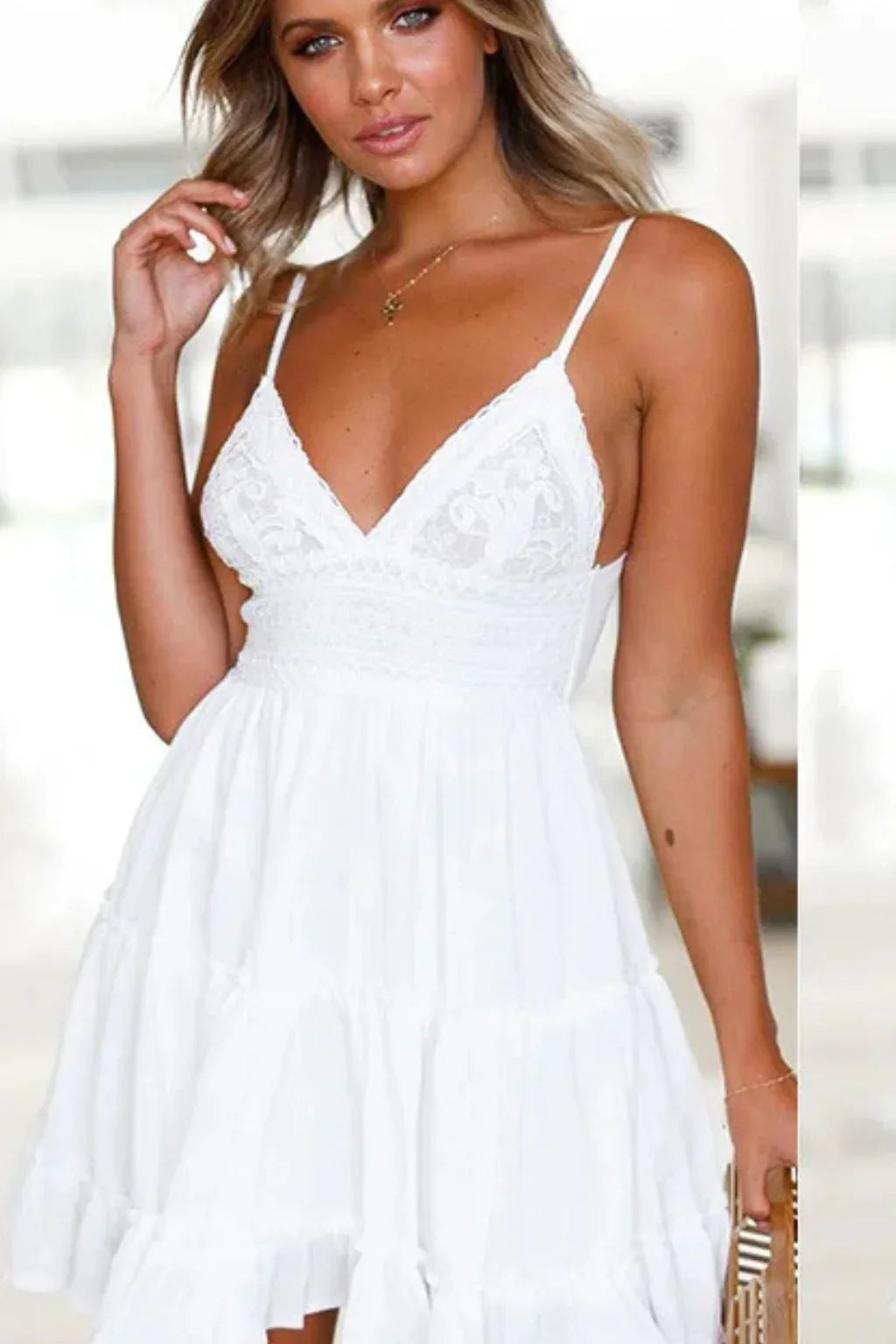 Tilly | Women's Summer Holiday Mini Dress with Spaghetti Straps and Open Back