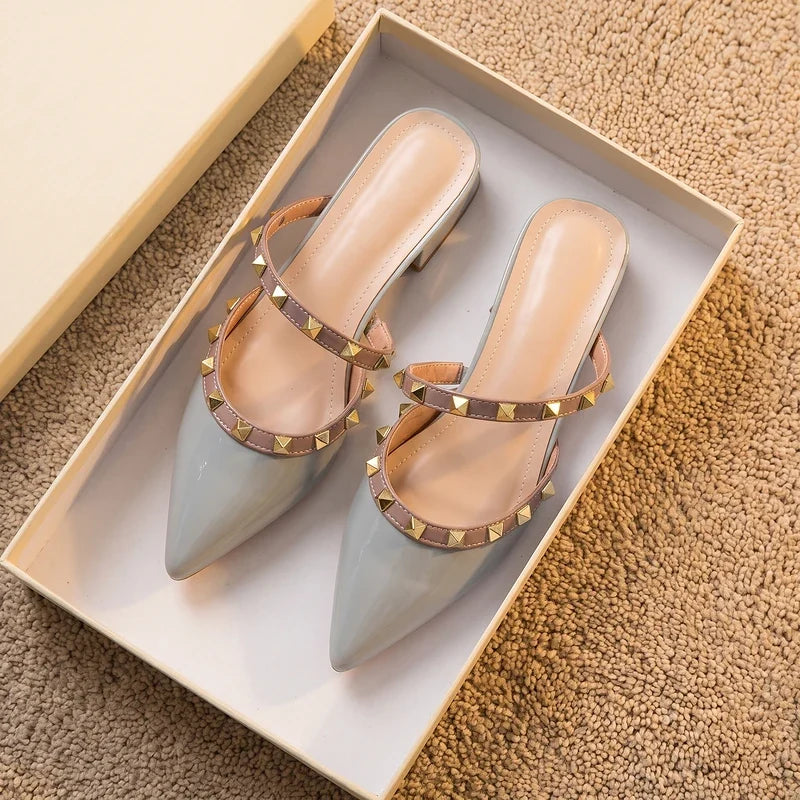 Bianca Studded Patent Mules