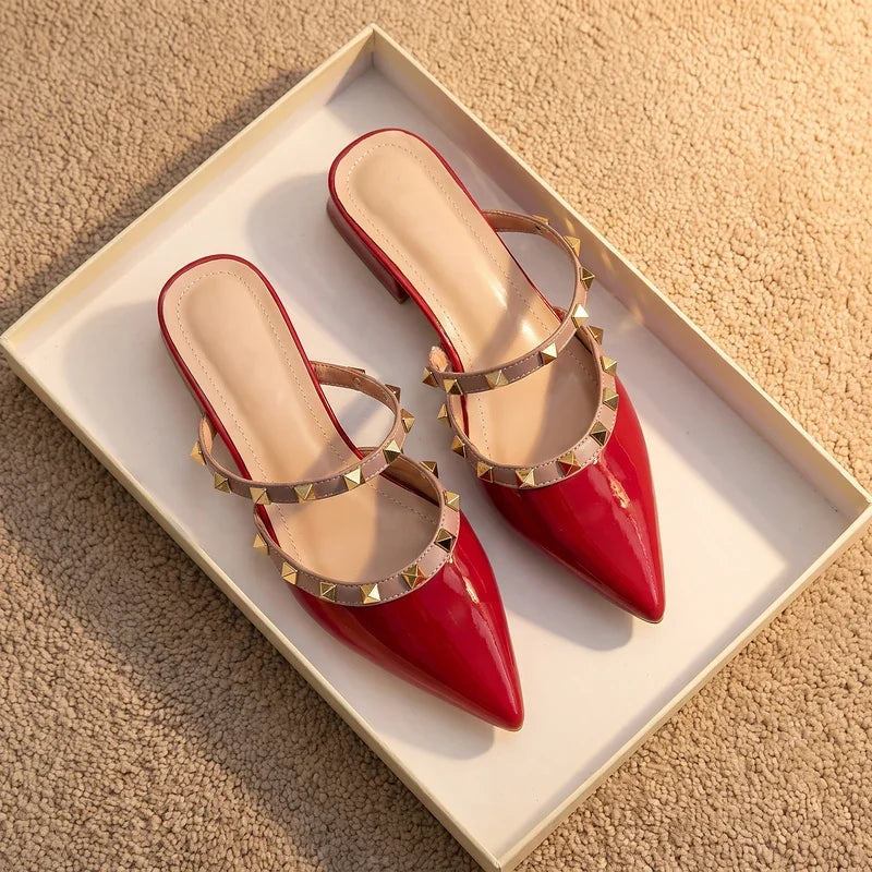 Bianca Studded Patent Mules