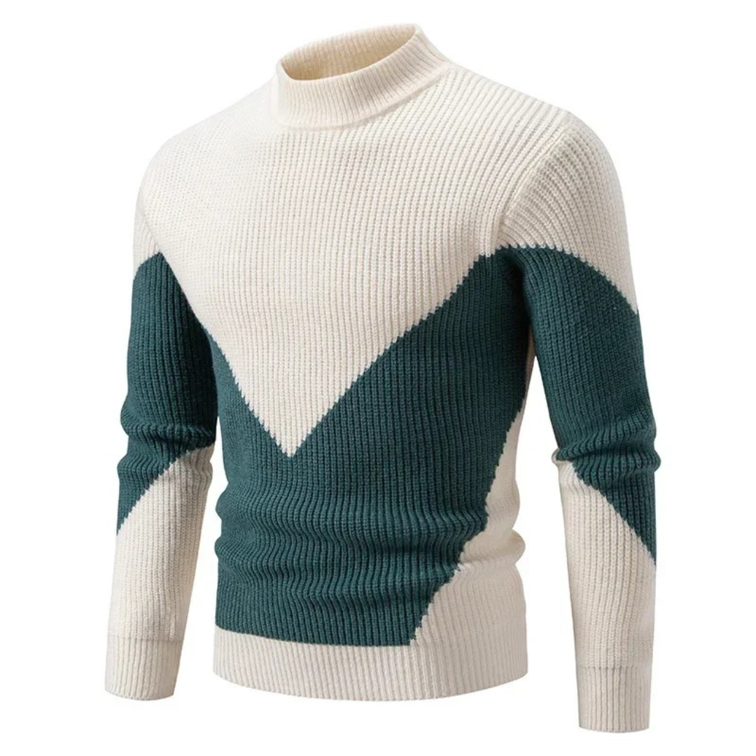 Heinrich | Mens Long-Sleeve Sweater with Geometric Pattern — Diamond & Stripe Print in 9 Colors M–3XL | Westmere