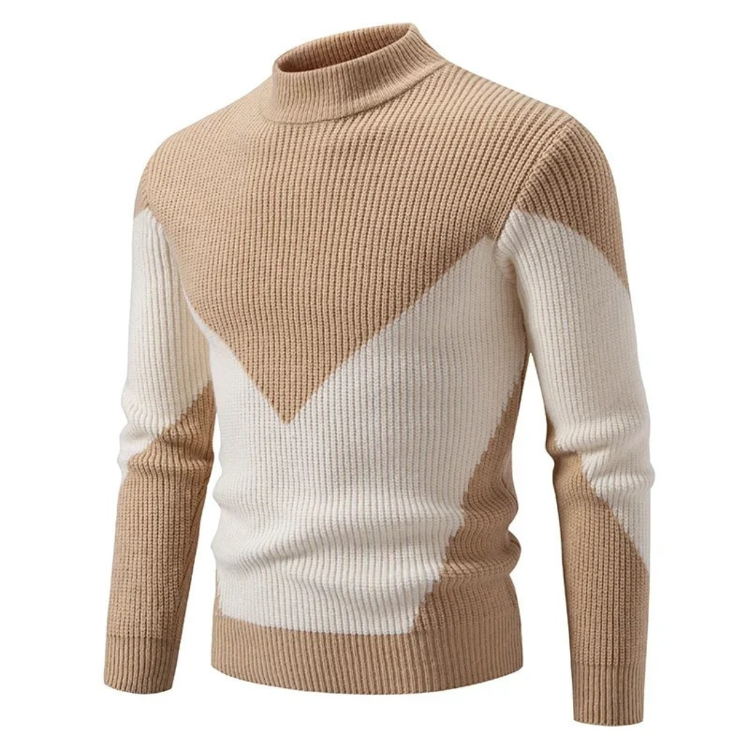 Heinrich | Mens Long-Sleeve Sweater with Geometric Pattern — Diamond & Stripe Print in 9 Colors M–3XL | Westmere