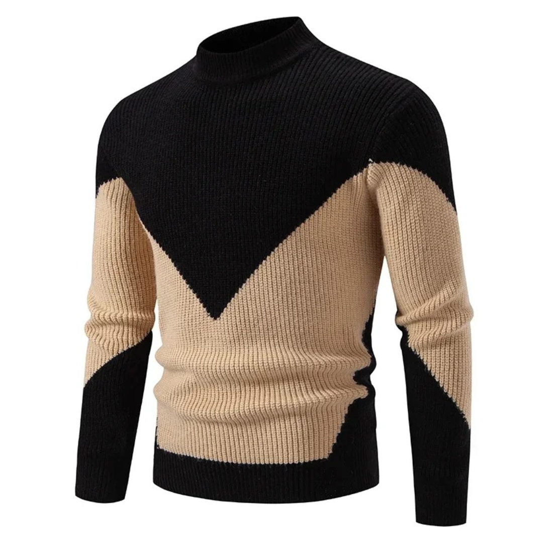 Heinrich | Mens Long-Sleeve Sweater with Geometric Pattern — Diamond & Stripe Print in 9 Colors M–3XL | Westmere