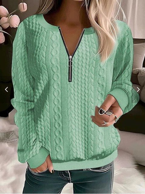 Tulia | Cable Knit Half-Zip Sweater for Women