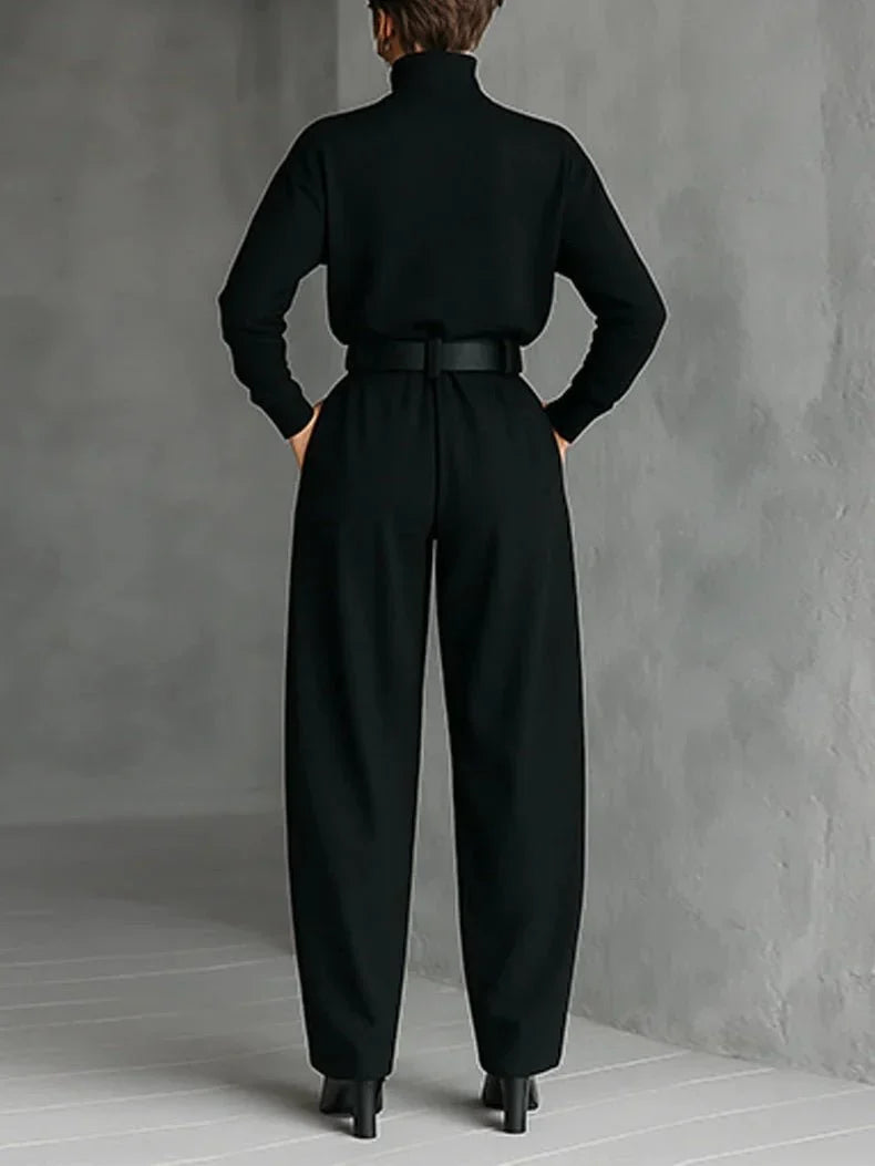 Women's roll neck two piece set with wide leg pants
