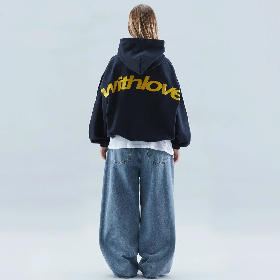 Women's fleece hoodie with text graphic