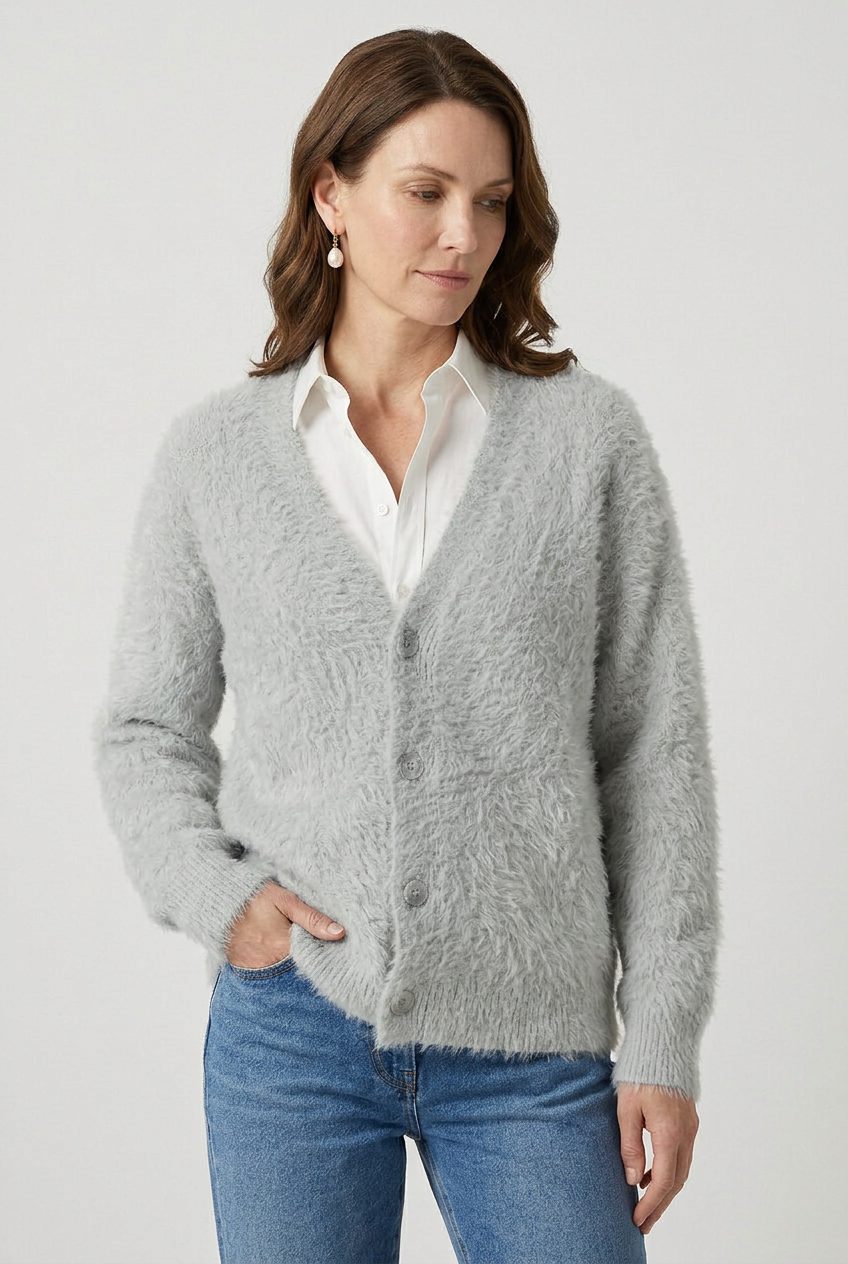 Riva | Button-Down Long Cardigan with V-Neck for Women