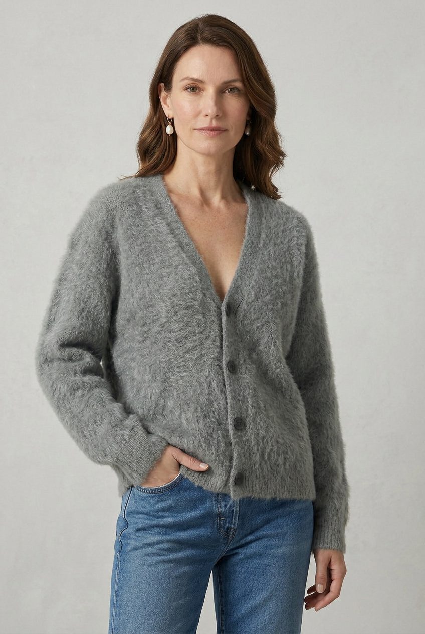 Riva | Button-Down Long Cardigan with V-Neck for Women