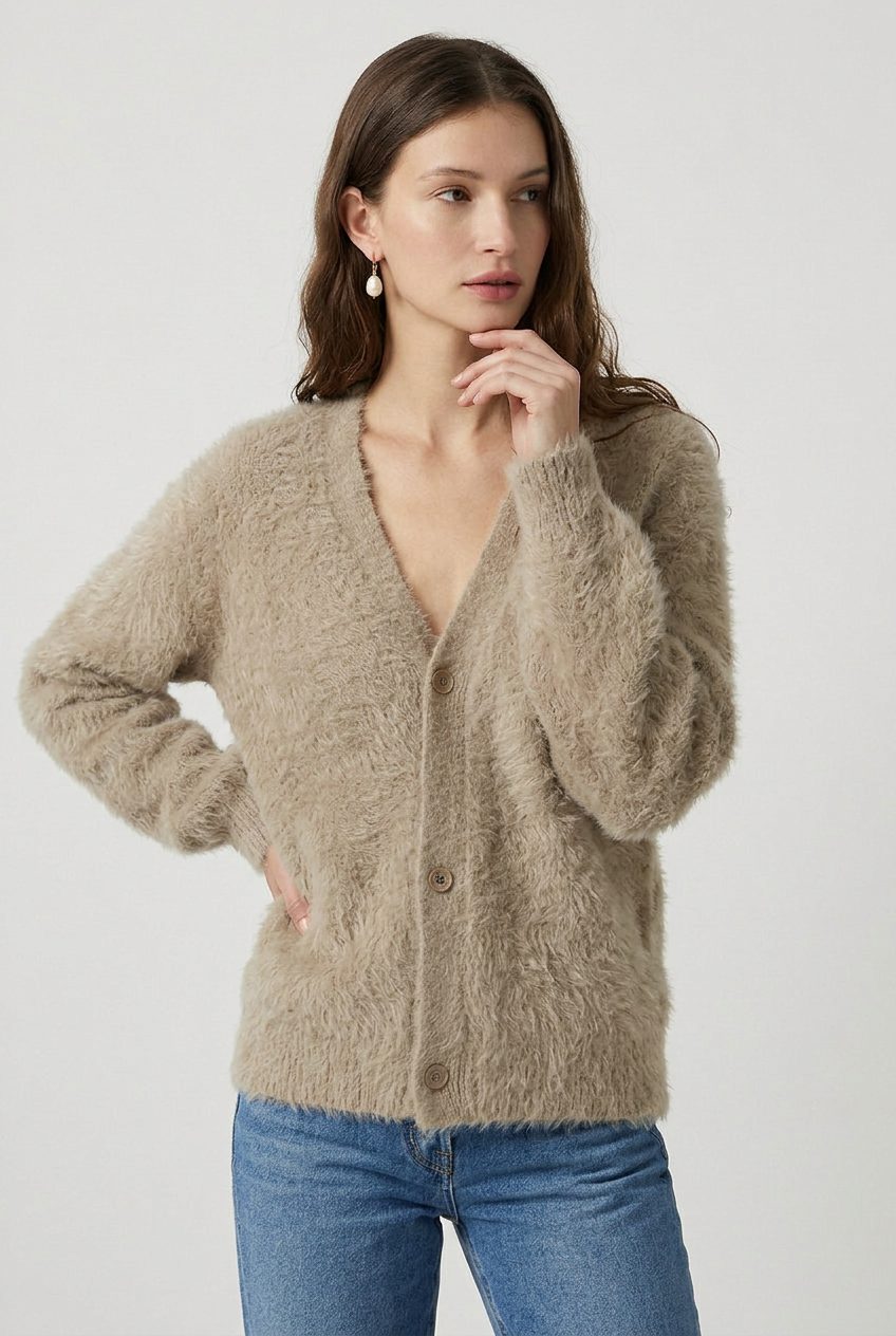 Riva | Button-Down Long Cardigan with V-Neck for Women