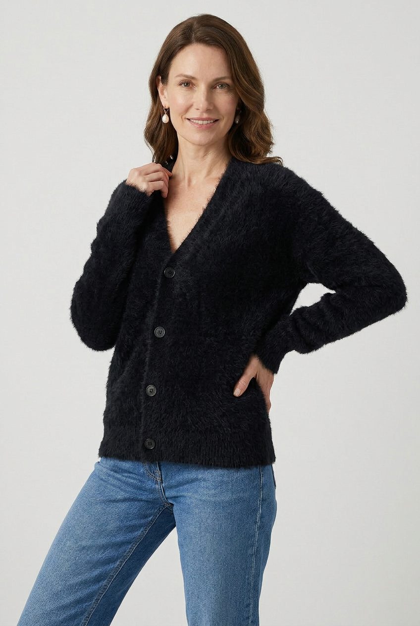 Riva | Button-Down Long Cardigan with V-Neck for Women