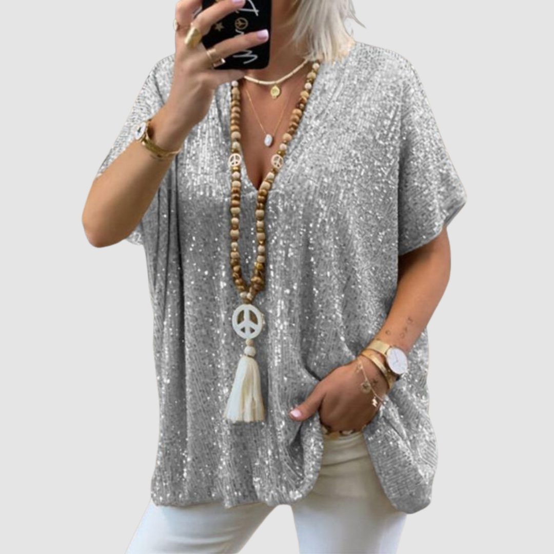 Olimpia | Sequin Top with V-Neck for Women