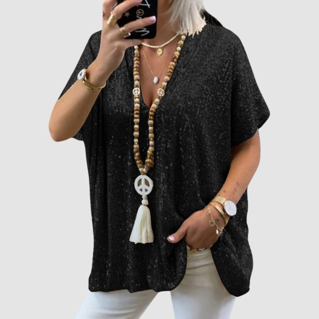 Olimpia | Sequin Top with V-Neck for Women