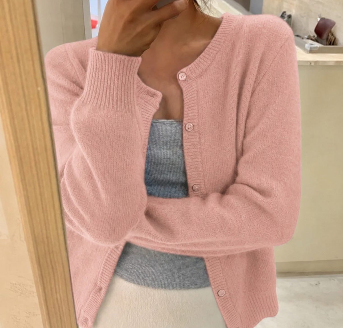 Valburga | Ribbed Knit Cardigan with Button-Up for Women