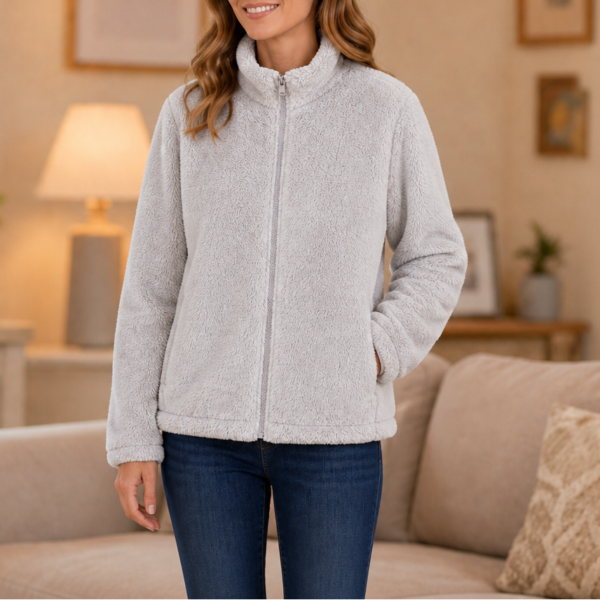 Velora – Plush Fleece Stand-Collar Jacket