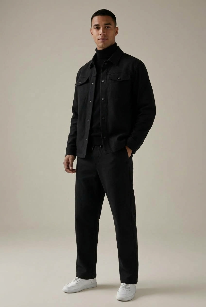 Men's Two-Piece Jacket And Trousers Set, Button Front