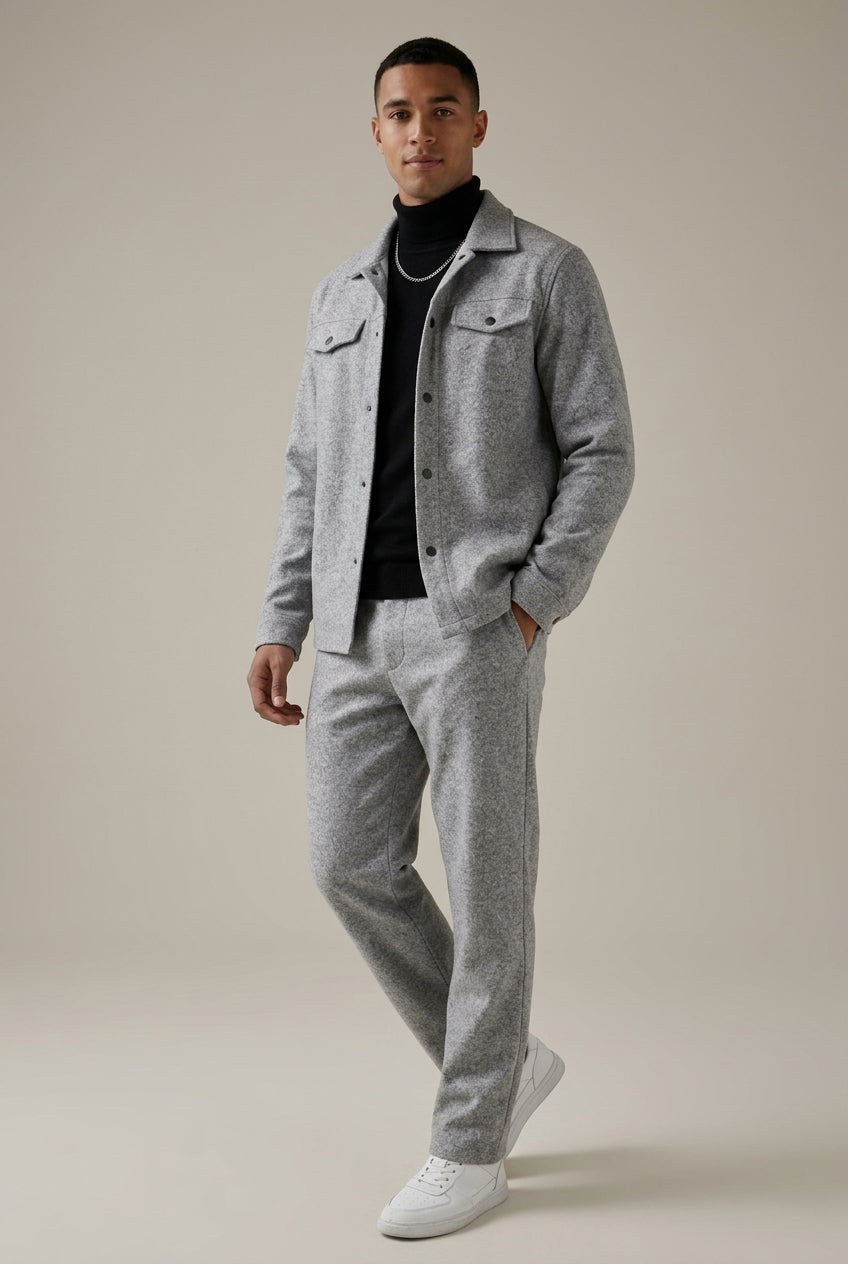 Men's Two-Piece Jacket And Trousers Set, Button Front