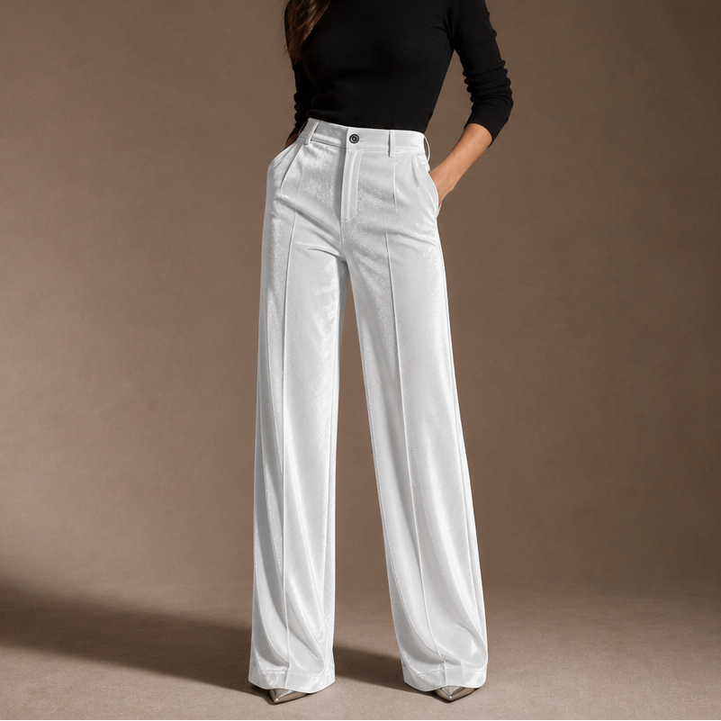 Wearbella – Velvet High-Waisted Wide-Leg Trousers