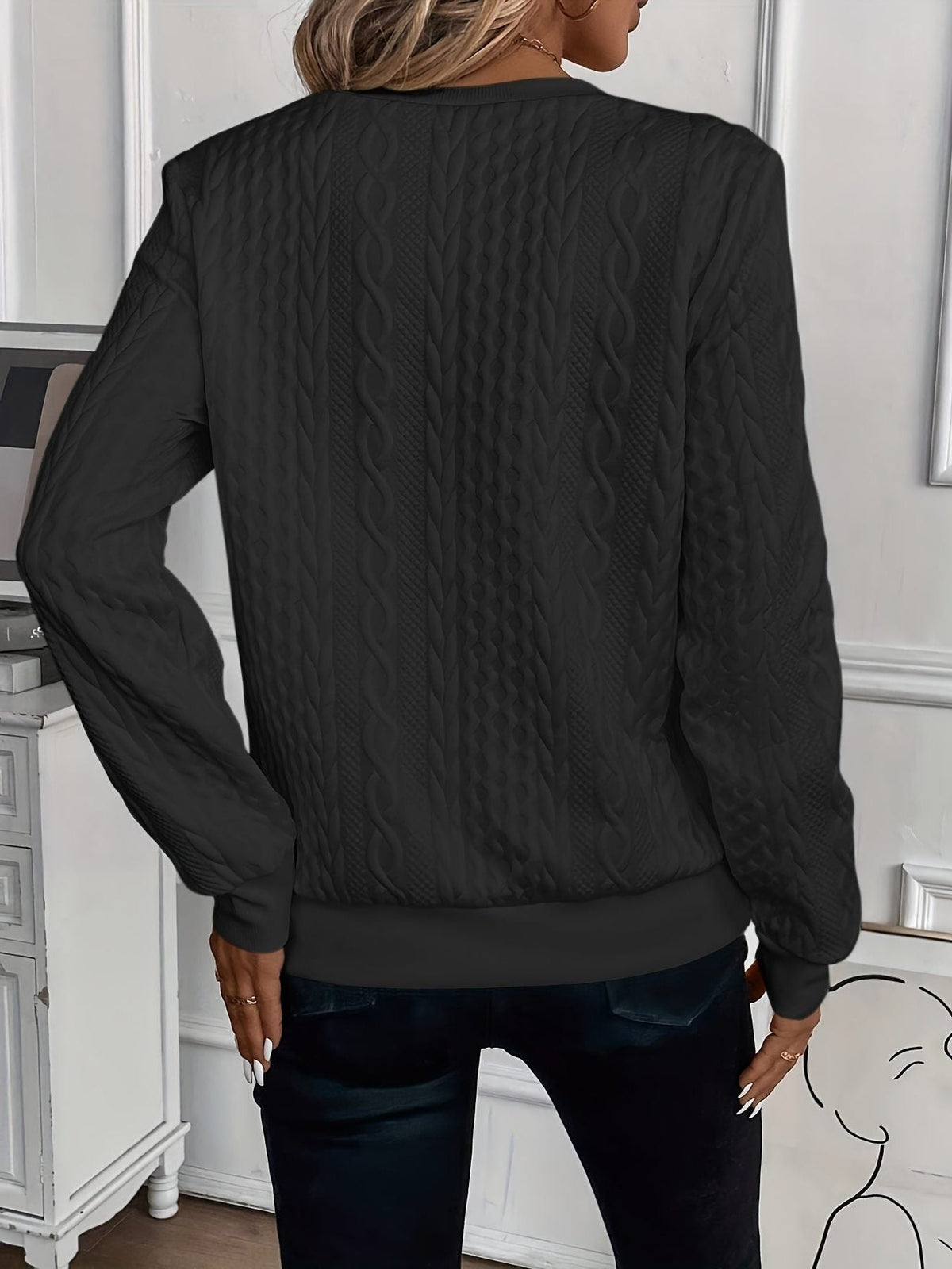 Venetia | Cable Knit Half-Zip Top with Long Sleeves for Women