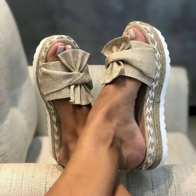 Vera | Women's Orthopedic Platform Bow Slip On Sandals with Espadrille Sole