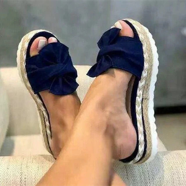 Vera | Women's Orthopedic Platform Bow Slip On Sandals with Espadrille Sole