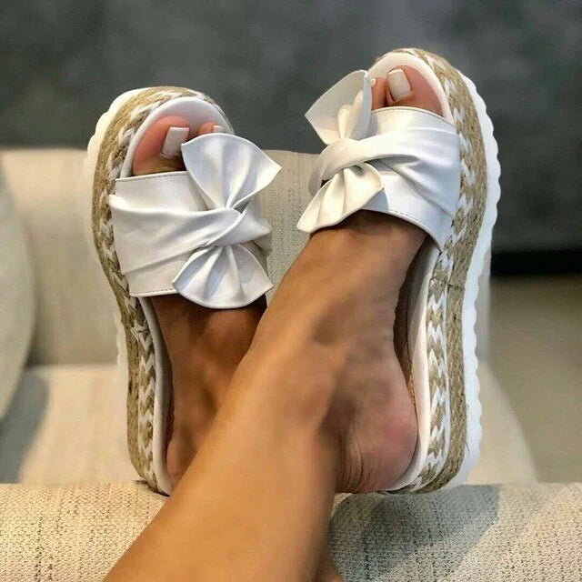 Vera | Women's Orthopedic Platform Bow Slip On Sandals with Espadrille Sole