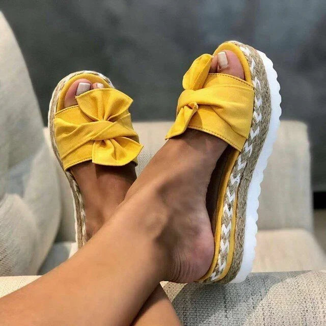 Vera | Women's Orthopedic Platform Bow Slip On Sandals with Espadrille Sole