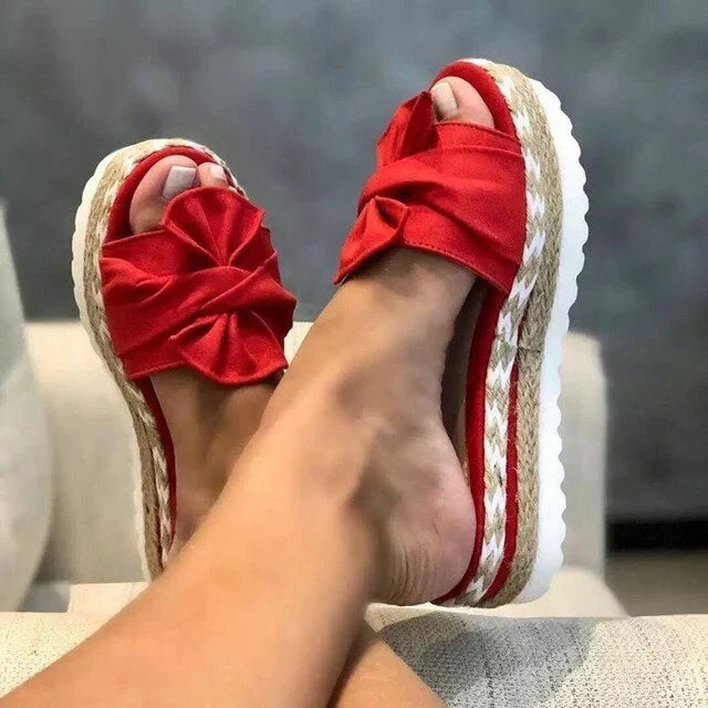 Vera | Women's Orthopedic Platform Bow Slip On Sandals with Espadrille Sole