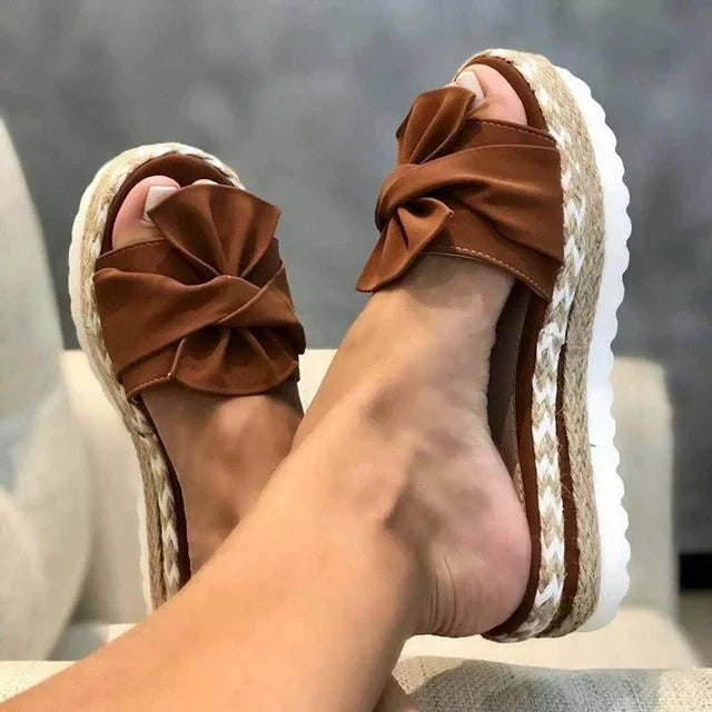 Vera | Women's Orthopedic Platform Bow Slip On Sandals with Espadrille Sole