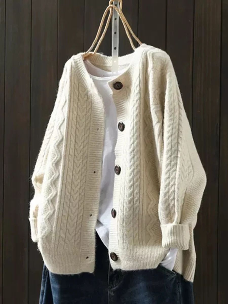 Women's Oversized Cable-Knit Cardigan, Draped Fit