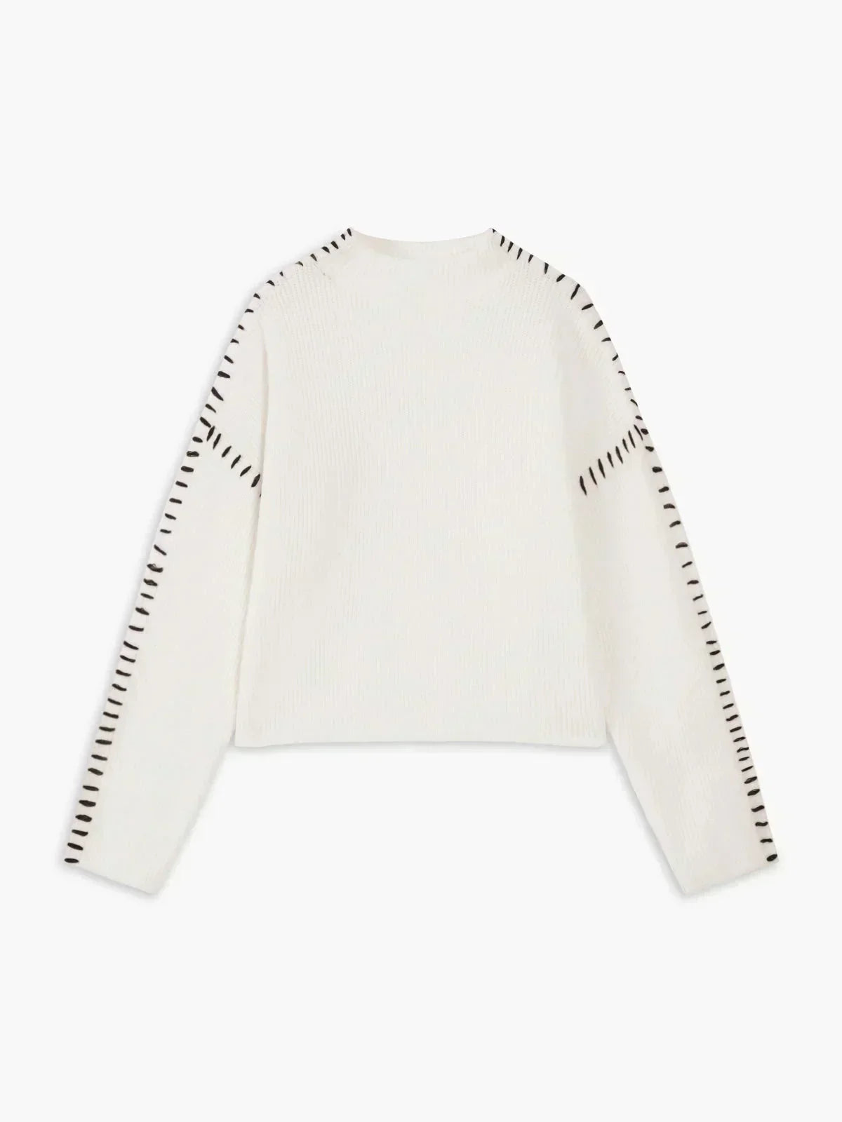 Verity | Women's Oversized Mock Neck Sweater — Chunky Knit with Contrast Whipstitch Trim | Westmere