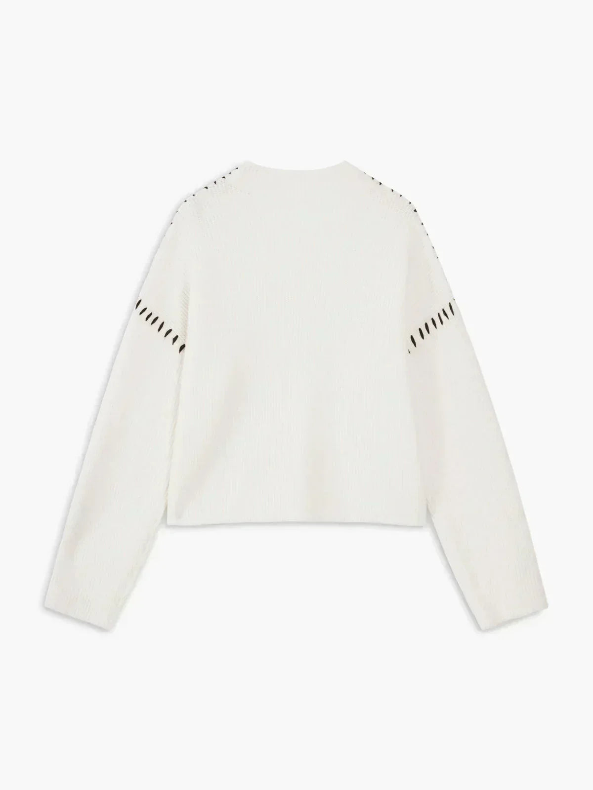 Verity | Women's Oversized Mock Neck Sweater — Chunky Knit with Contrast Whipstitch Trim | Westmere