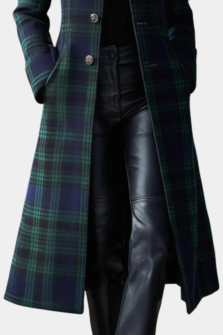 Vienne | Wool Long Winter Coat with Button-Down for Women