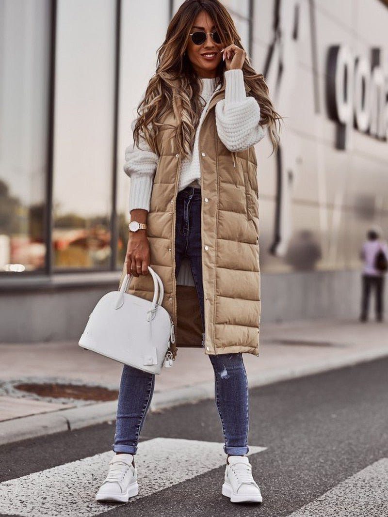 Violet | Quilted Knee-Length Puffer Jacket for Women