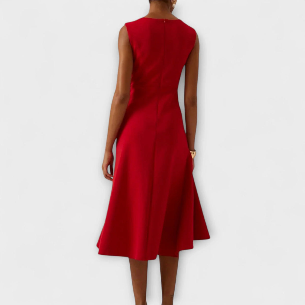 Violet | Sleeveless Asymmetric Ruffle Formal Evening Midi Dress