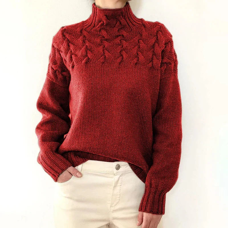 Violet | Women's Cable Knit Mock Neck Sweater